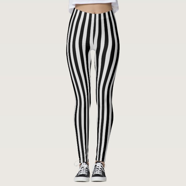 Svartvit strimling leggings (Framsida)