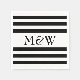 Svartvit, stripad bläckfisk från finare för bröllo pappersservett