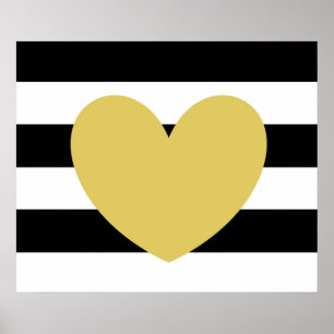 Svartvit stripe, 24-tums x20-tums Poster av Guld H