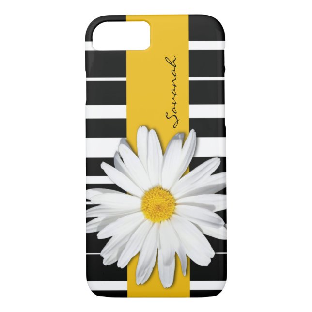 Svartvit stripe, Daisy iPhone 7 Fodral Case-Mate iPhone Skal (Baksida)