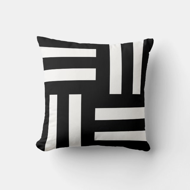 Svartvit stripe Dekorativ kudde (Framsida)
