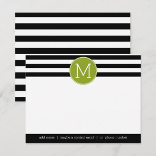Svartvit stripe Monogram Tackkort Inbjudningar