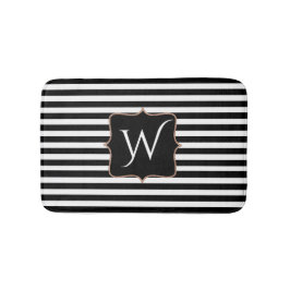 Svartvit stripe Monogrammed Bath Mat Badrumsmatta