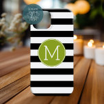 Svartvit stripe Mönster Grönt Monogram<br><div class="desc">En enkel design med en yta för monogram. Om du behöver justera teckningen eller ändra teckensnittet kan du klicka på anpassningsområdet. Då kommer du till designen i verktyg där du kan göra många ändringar.</div>