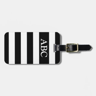 Svartvit stripe Mönster med Monogram Bagagebricka