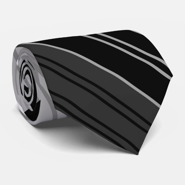Svartvit stripe Mönster Slips (Rullad)
