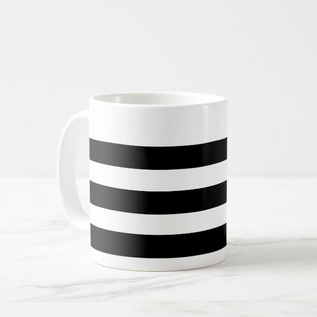 Svartvit stripe Mugg (Framsida vänster)
