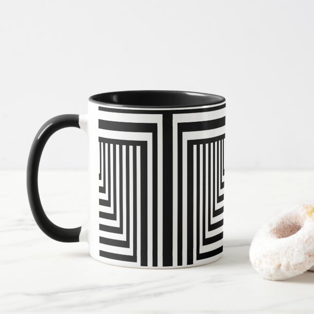 Svartvit stripe mugg (Med munk)