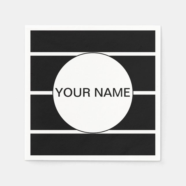 Svartvit stripe pappersservett (Framsidan)