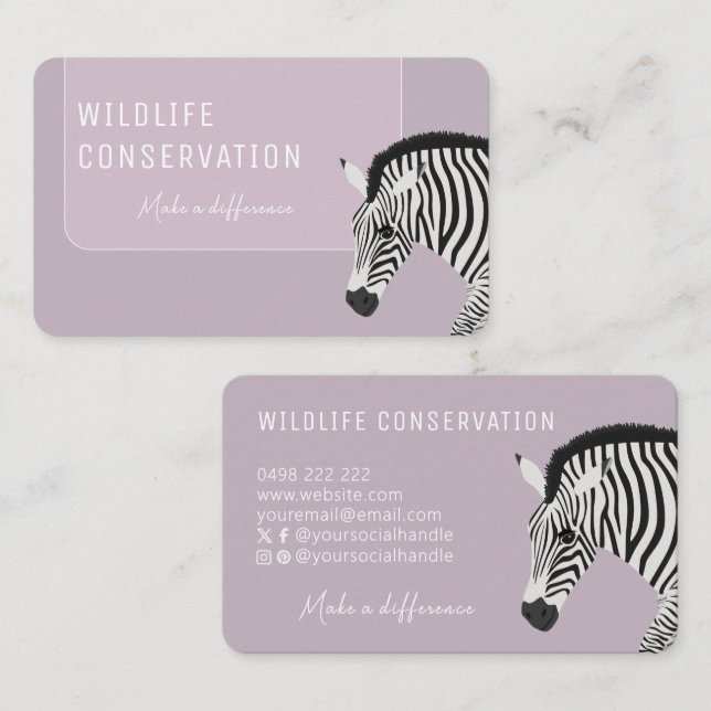 Svartvit stripe Zebra-Rosa Visitkort (Fram/baksida)