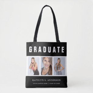 Svartvit Studenten-fotokollage Tote Bag Tygkasse