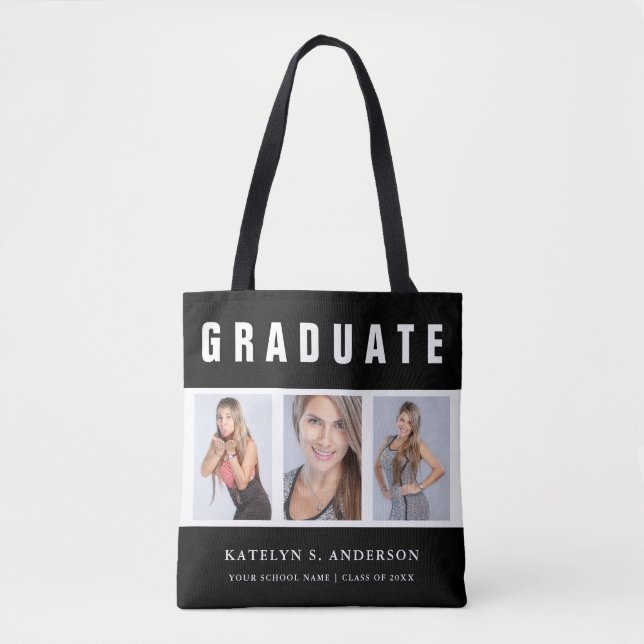 Svartvit Studenten-fotokollage Tote Bag Tygkasse (Framsida)