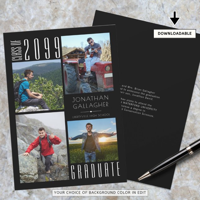 Svartvit studenten Fyra foton Meddelande (Skapare uppladdad)