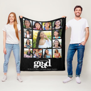 Svartvit Studenten K-12 Fotokollage med fetstil Fleecefilt