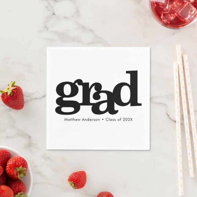 Svartvit studenten typografi modern enkel pappersservett (Insitu)