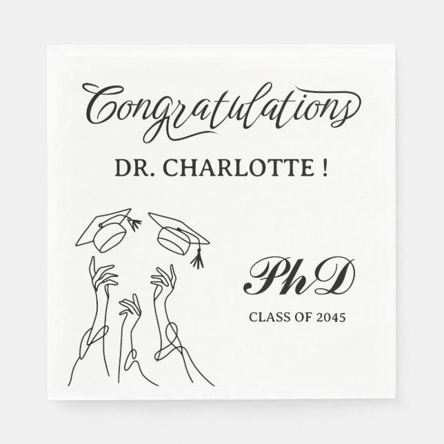 Svartvit Studentfest för PDF Pappersservett (Framsidan)