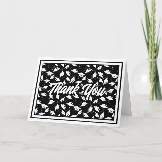 Svartvit Studentfest Tackkort (Framsida)