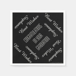 Svartvit Studentfest Upprepande Namn Papper Pappersservett