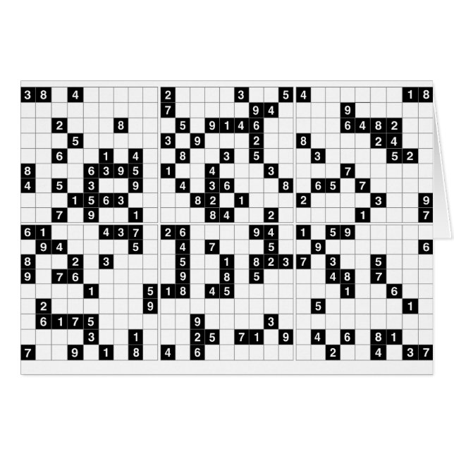 svartvit sudoku hälsningskort (Framsidan Horizontal)