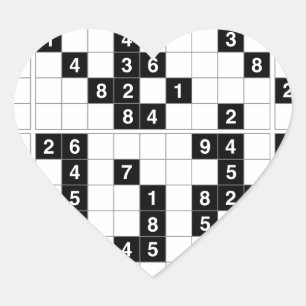 svartvit sudoku hjärtformat klistermärke