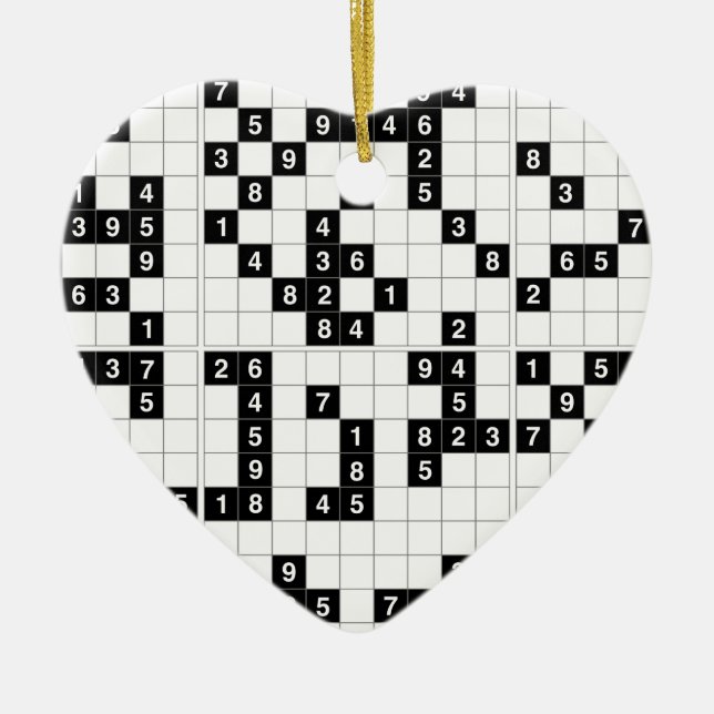svartvit sudoku julgransprydnad keramik (Framsidan)