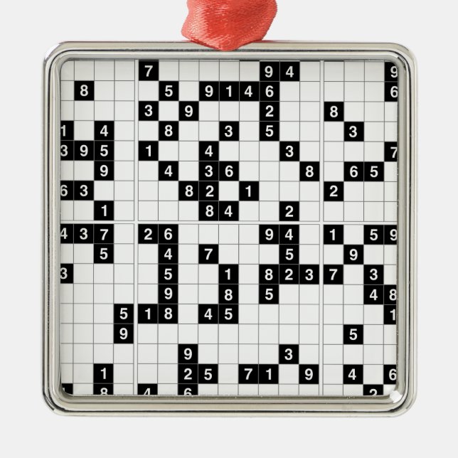 svartvit sudoku julgransprydnad metall (Framsidan)