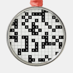 svartvit sudoku julgransprydnad metall