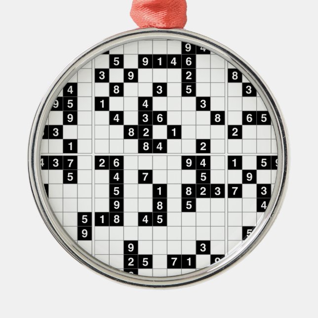 svartvit sudoku julgransprydnad metall (Framsidan)