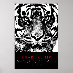 Svartvit Sumatran Tiger Motiverande ledarskap Poster