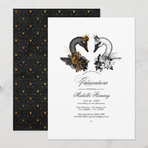 Svartvit Svanar Quinceañera Inbjudningar