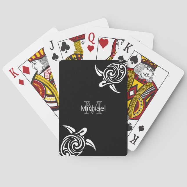 Svartvit, svart bakgrund casinokort (Baksidan)