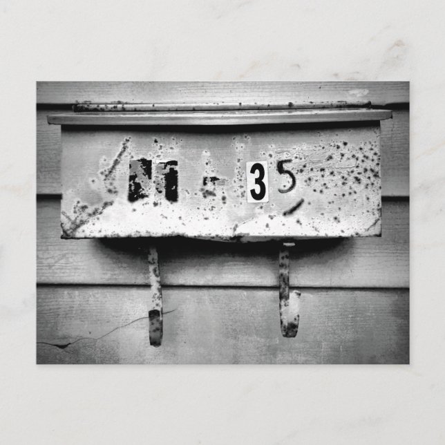 Svartvit svart, gammal brevlåda vykort (Framsida)