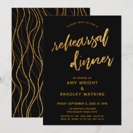 Svartvit, svart, guld-Vinkara handskriftsmiddag Inbjudningar