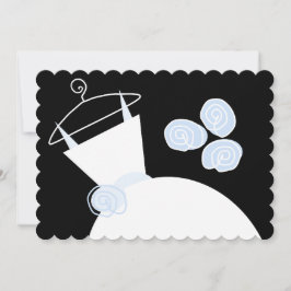 Svartvit svart möhippa av bröllop Gown Blue Inbjudningar