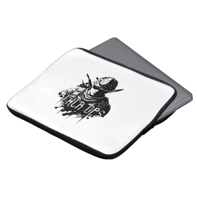 Svartvit svart Ops Laptop sleeve (Framsida topp)