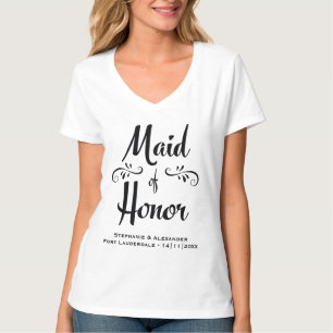 Svartvit, svart, vit, maid of honor-Elegant-middag T-shirt
