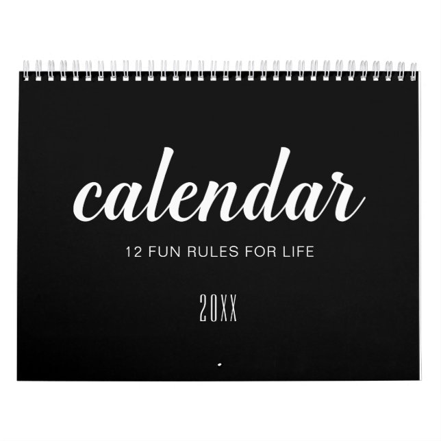 Svartvit, svartvit minimalistisk livsoffert kalender (Omslag)
