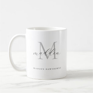 Svartvit svartvit monogram Classic-Elegant Namn Kaffemugg