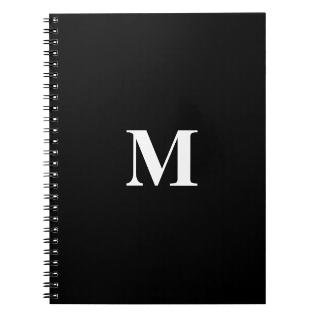 Svartvit svartvit monogram Initialer Anteckningsbok (Framsidan)