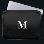Svartvit svartvit monogram Initialer Laptop Fodral<br><div class="desc">Monogrammad ursprunglig mall designad med enkel bakgrund,  elegant och trendig svart och vit bakgrund kan du ändra färg om du vill.</div>