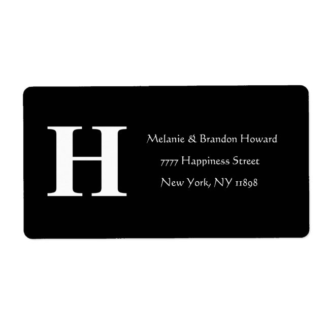 Svartvit svartvit monogram med enkel Elegant Fraktsedel (Framsidan)