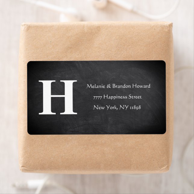 Svartvit svartvit monogram med enkel Elegant Fraktsedel (Insitu)