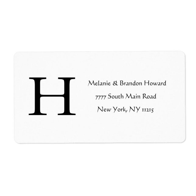 Svartvit svartvit monogram med enkel Elegant Fraktsedel (Framsidan)