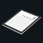Svartvit svartvit monogram med professionell anteckningsblock<br><div class="desc">Ett anteckningsblock med professionell invändigt med minimalistisk utformning i en svart och vit färg palett. Anpassningsbar som monogram initialt och namn på en vit bakgrund,  inramad av ett svart gräns. Anpassa med hjälp av fält eller använda meddelandeknappen för att kontakta designern för hjälp.</div>