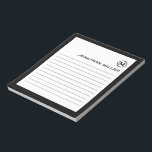 Svartvit svartvit monogram med professionell anteckningsblock<br><div class="desc">Ett anteckningsblock med professionell invändigt med minimalistisk utformning i en svart och vit färg palett. Anpassningsbar som monogram initialt och namn på en vit bakgrund,  inramad av ett svart gräns. Anpassa med hjälp av fält eller använda meddelandeknappen för att kontakta designern för hjälp.</div>
