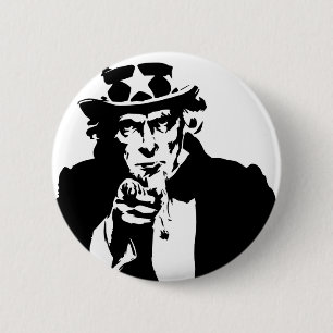 Svartvit symbol för Uncle Sam Knapp