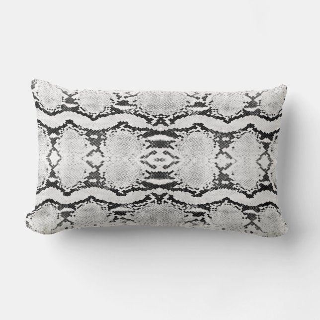 Svartvit syra Tvättar Boa Constritor Snakeskin Lumbarkudde (Framsida)