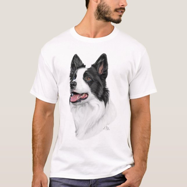 Svartvit t-skjorta för gränsColliehuvud Tee Shirt (Framsida)