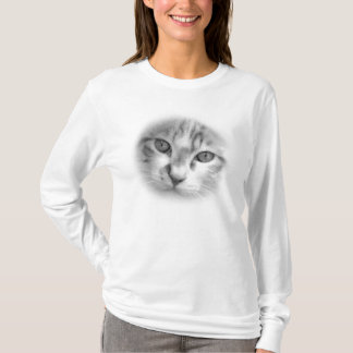Svartvit tabby katt Ansikte Tee Shirt