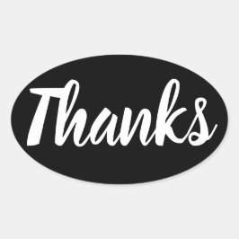 Svartvit tack för ditt enkla affärsmärke ovalt klistermärke